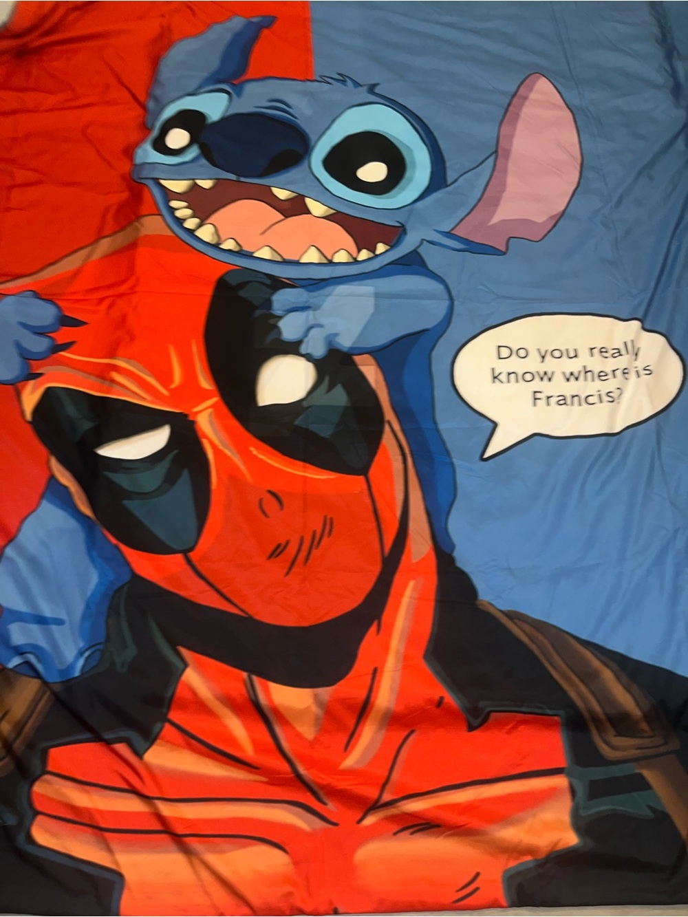 Marvel and Disney Dead pool and Stitch Mashup Blanket king size